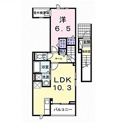グラン・ハーモニー忠生公園 2階1LDKの間取り