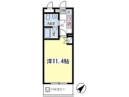 カーサ能ヶ谷 2階1Kの間取り