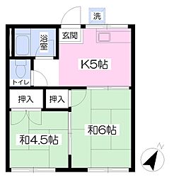 入部ハイツ 2Kの間取図画像