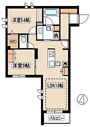 Le Ruah 2LDKの間取図画像