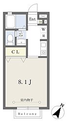 エスコートD館 ワンルームの間取図画像