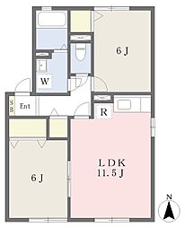 パレーシャル緑ヶ丘 2LDKの間取図画像
