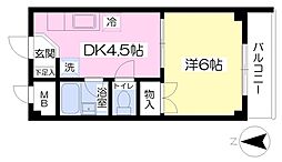 クレセントU 1DKの間取図画像