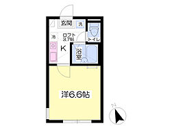 メゾンドアネモーヌ 1Kの間取図画像