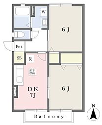 ベルトゥール 2DKの間取図画像