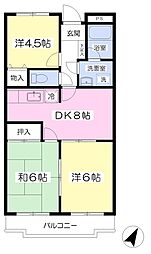 オーシャンテラス 3DKの間取図画像
