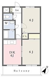 ボナールシムラ 2DKの間取図画像