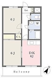 ボナールシムラ 2DKの間取図画像
