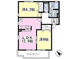 marronつきみ野A 2LDKの間取図画像