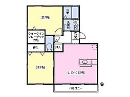 サンフラワーB 2LDKの間取図画像