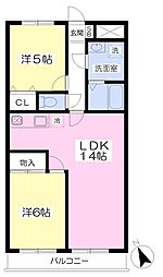 クレールあざみ野 2LDKの間取図画像