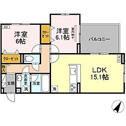 フェリーチェ 2LDKの間取図画像