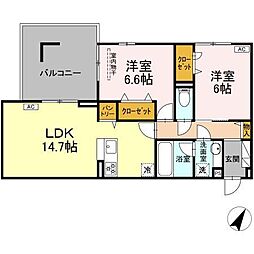 フェリーチェ 2LDKの間取図画像