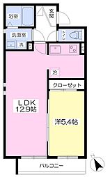 カーサ・フェリーチェ 1LDKの間取図画像