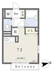 サンライズ ワンルームの間取図画像