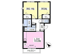 ラフィナート 2LDKの間取図画像