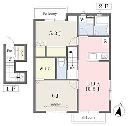アヴニール 2LDKの間取図画像