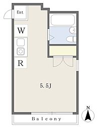 ドミール梅が丘 ワンルームの間取図画像