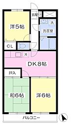 クレールあざみ野 3DKの間取図画像