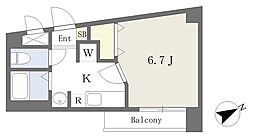 プルーズソナーレ日本女子大前 106 1階1Kの間取り