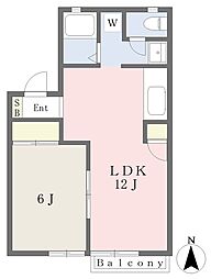 小田急江ノ島線 東林間駅 徒歩5分の賃貸アパート 2階1LDKの間取り
