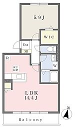 プランドールＡ 1階1LDKの間取り