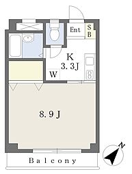 ミニヨン向ヶ丘 1Kの間取図画像