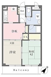 アムクレスト向ヶ丘 2DKの間取図画像