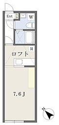 アザーレ・ディオン読売ランド前 ワンルームの間取図画像
