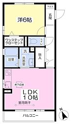 サニーコートＦ 1階1LDKの間取り