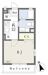 フロレスタ 1Kの間取図画像
