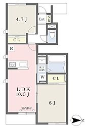 クレセント ノーブル 2LDKの間取図画像