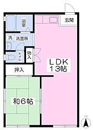 ジュネスやましな 1LDKの間取図画像