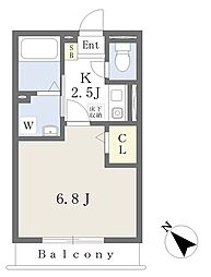 セジュール港南台 1Kの間取図画像
