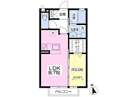 ドエル 1LDKの間取図画像