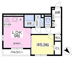 フォンテーヌ鎌倉 1LDKの間取図画像