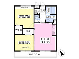 ラ・ハート横濱 2LDKの間取図画像