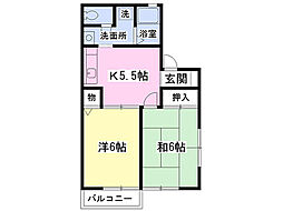 ハウスつにし 2Kの間取図画像