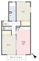 カメリアD 2DKの間取図画像