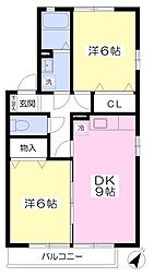 コンフォート本郷台 2DKの間取図画像