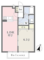 グリーン餅田 1LDKの間取図画像