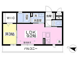 カトレア 1LDKの間取図画像
