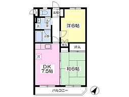 五月ハイツ 2DKの間取図画像