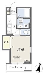 ベリンダ 1Kの間取図画像