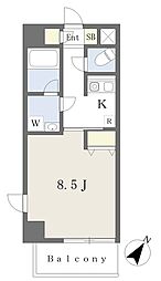 パークシティ新横浜 1Kの間取図画像