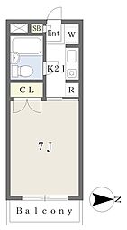 エクセル新横浜A 1Kの間取図画像