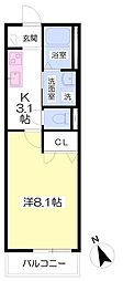 フルール本牧 1Kの間取図画像