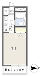 エクセル新横浜A 1Kの間取図画像