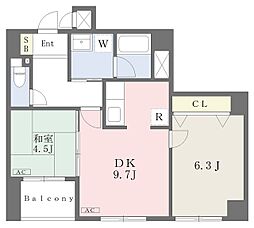 ルミエール井土ケ谷 2DKの間取図画像