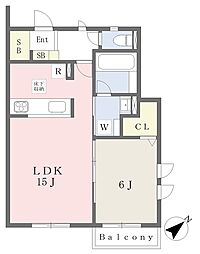 斎藤分町計画A棟 1LDKの間取図画像